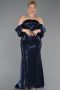 Abendkleid in Übergröße Lang Schuppig Marineblau ABU6312