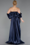 Abendkleid in Übergröße Lang Schuppig Marineblau ABU6312