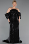 Abendkleid in Übergröße Lang Schuppig Schwarz ABU6312