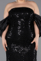 Abendkleid in Übergröße Lang Schuppig Schwarz ABU6312