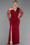 Abendkleid in Übergröße Lang Spitze Weinrot ABU6339