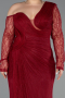 Abendkleid in Übergröße Lang Spitze Weinrot ABU6339