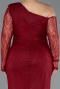 Abendkleid in Übergröße Lang Spitze Weinrot ABU6339