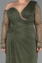 Abendkleid in Übergröße Lang Spitze Khaki ABU6339