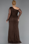Abendkleid in Übergröße Lang Spitze Braun ABU6339