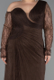 Abendkleid in Übergröße Lang Spitze Braun ABU6339