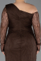 Abendkleid in Übergröße Lang Spitze Braun ABU6339