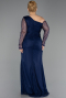 Abendkleid in Übergröße Lang Spitze Marineblau ABU6339