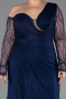 Abendkleid in Übergröße Lang Spitze Marineblau ABU6339