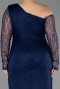 Abendkleid in Übergröße Lang Spitze Marineblau ABU6339