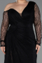 Abendkleid in Übergröße Lang Spitze Schwarz ABU6339