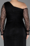 Abendkleid in Übergröße Lang Spitze Schwarz ABU6339