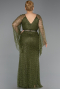 Abendkleid in Übergröße Lang Perlenbesetzt Khaki ABU6350