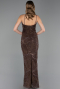 Abendkleid Lang Schuppig Braun ABU5713