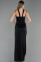 Abendbekleidung Lang Satin Schwarz ABU6367