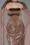 Abendkleid im Meerjungfrau-Stil Lang Perlenbesetzt Braun ABU6315