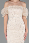 Partykleid Midi Perlenbesetzt Beige ABK2667