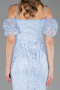 Partykleid Midi Perlenbesetzt Eisblau ABK2667