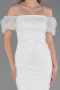 Partykleid Midi Perlenbesetzt Weiß ABK2667