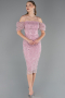 Partykleid Midi Perlenbesetzt Puder ABK2667