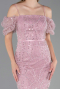 Partykleid Midi Perlenbesetzt Puder ABK2667