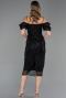Partykleid Midi Perlenbesetzt Schwarz ABK2667