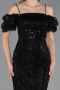 Partykleid Midi Perlenbesetzt Schwarz ABK2667