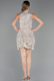 Partykleid Kurz Schuppig Beige ABK2671