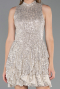 Partykleid Kurz Schuppig Beige ABK2671