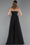 Abschlusskleid Lang Satin Schwarz ABU5146