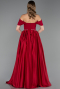 Standesamtkleid Lang Satin Rot ABU5995