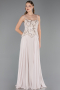 Abendkleid Lang Chiffon Beige ABU5931