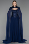 Abendkleid Lang Chiffon Marineblau ABU5931