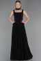 Abschlusskleid Lang Chiffon Schwarz ABU6369