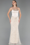 Abendkleid Lang Perlenbesetzt Beige ABU6358