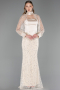 Abendkleid Lang Perlenbesetzt Beige ABU6358