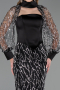 Abendkleid Lang Perlenbesetzt Schwarz ABU6358