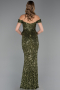 Abendkleid Lang Schuppig Khaki ABU6359
