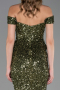 Abendkleid Lang Schuppig Khaki ABU6359