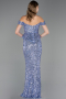 Abendkleid Lang Schuppig Indigo ABU6359