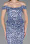 Abendkleid Lang Schuppig Indigo ABU6359