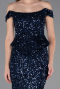 Abendkleid Lang Schuppig Marineblau ABU6359