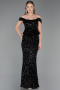 Abendkleid Lang Schuppig Schwarz ABU6359