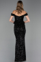 Abendkleid Lang Schuppig Schwarz ABU6359