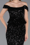 Abendkleid Lang Schuppig Schwarz ABU6359