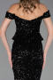 Abendkleid Lang Schuppig Schwarz ABU6359