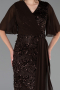 Abendkleid in Übergröße Lang Schuppig Braun ABU6373