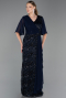Abendkleid in Übergröße Lang Schuppig Marineblau ABU6373