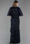 Abendkleid in Übergröße Lang Schuppig Marineblau ABU6373