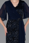 Abendkleid in Übergröße Lang Schuppig Marineblau ABU6373